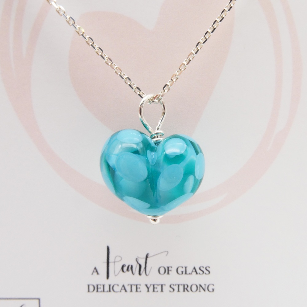 Turquoise Glass Heart Pendant | Mc Gonigle Glass
