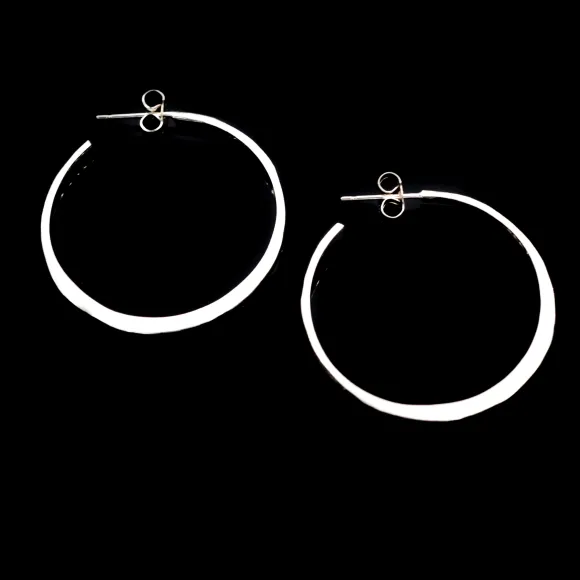 Ciorcal Collection | Sterling Silver Flat large Hoop Earrings | Lynsey De Burca 