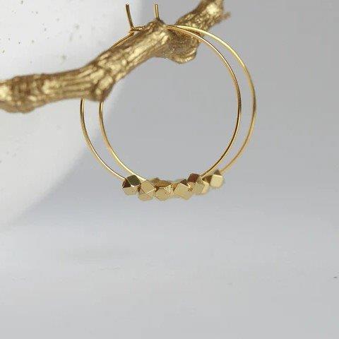 Geometric Brass Bead Earrings | Cubed Beads | Kaiko