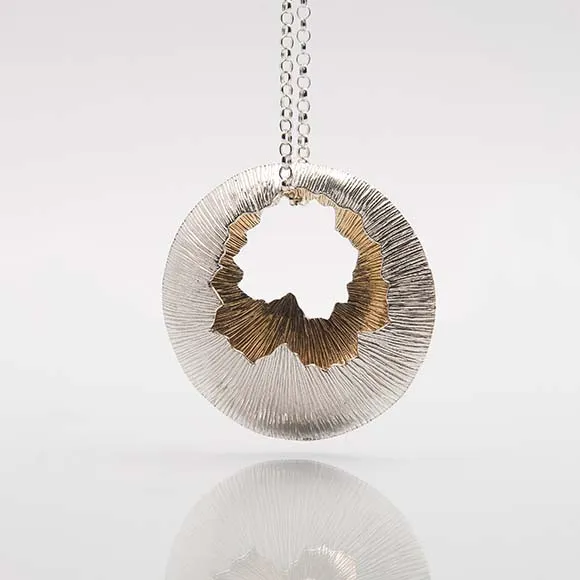 Golden Shore | Sterling Silver Double Pendant with 22ct Gold Plating | Statement | Martina Hamilton