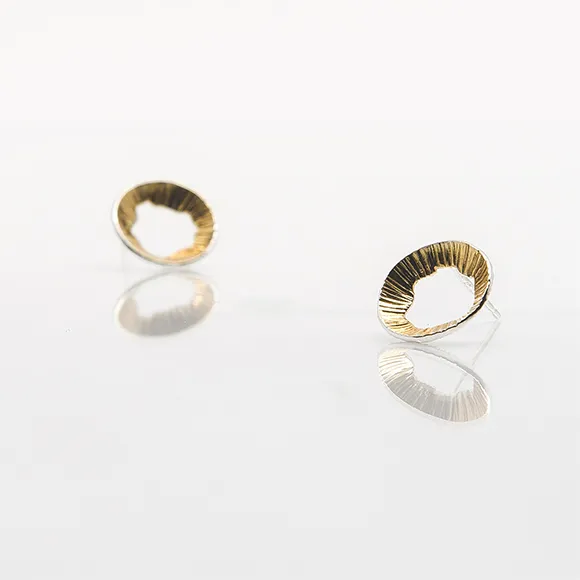 Golden Shore | Sterling Silver Stud Earrings with 22ct Gold Plating | Martina Hamilton