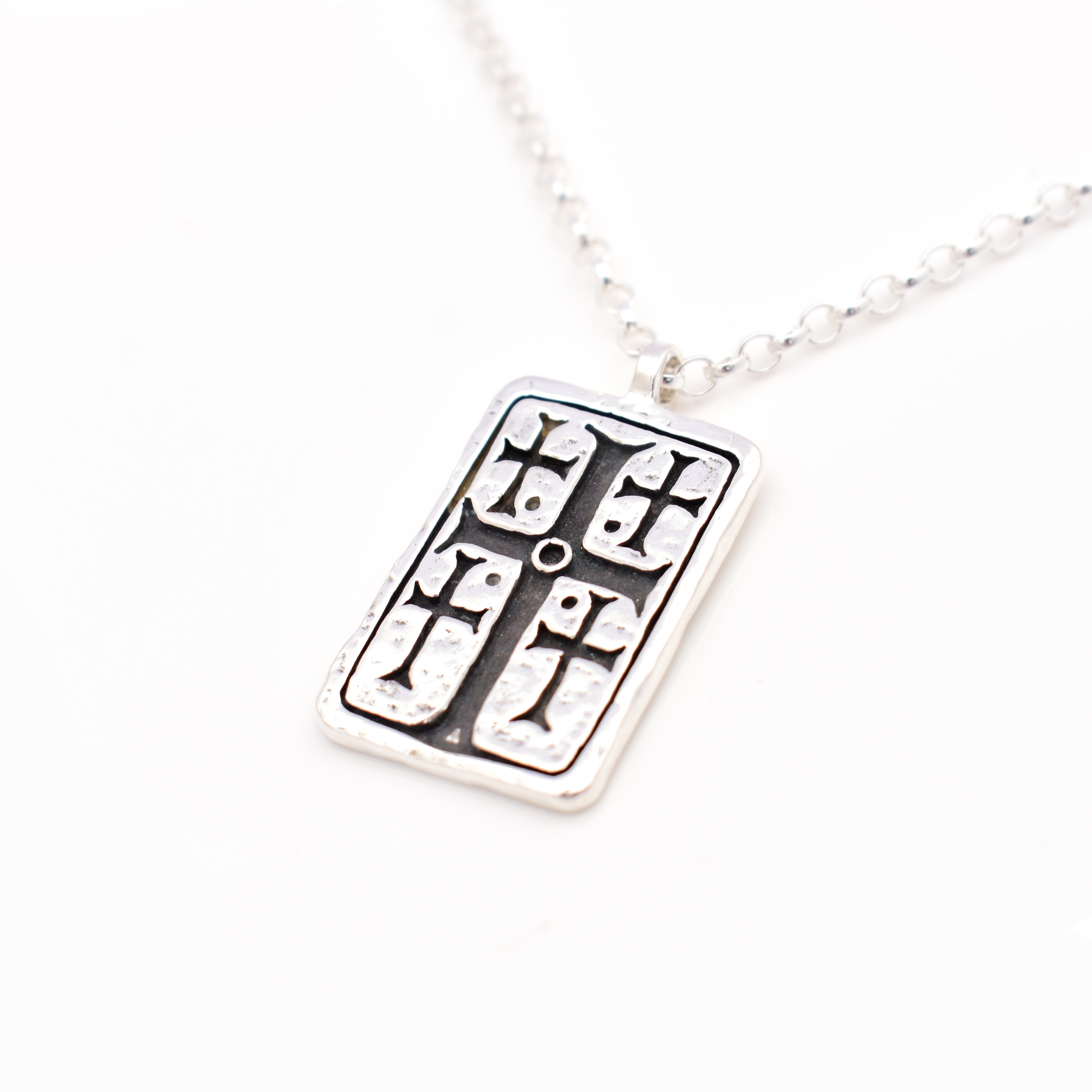 Inismurray | Sterling Silver Square Cross Pendant | Large | The Cat & The Moon