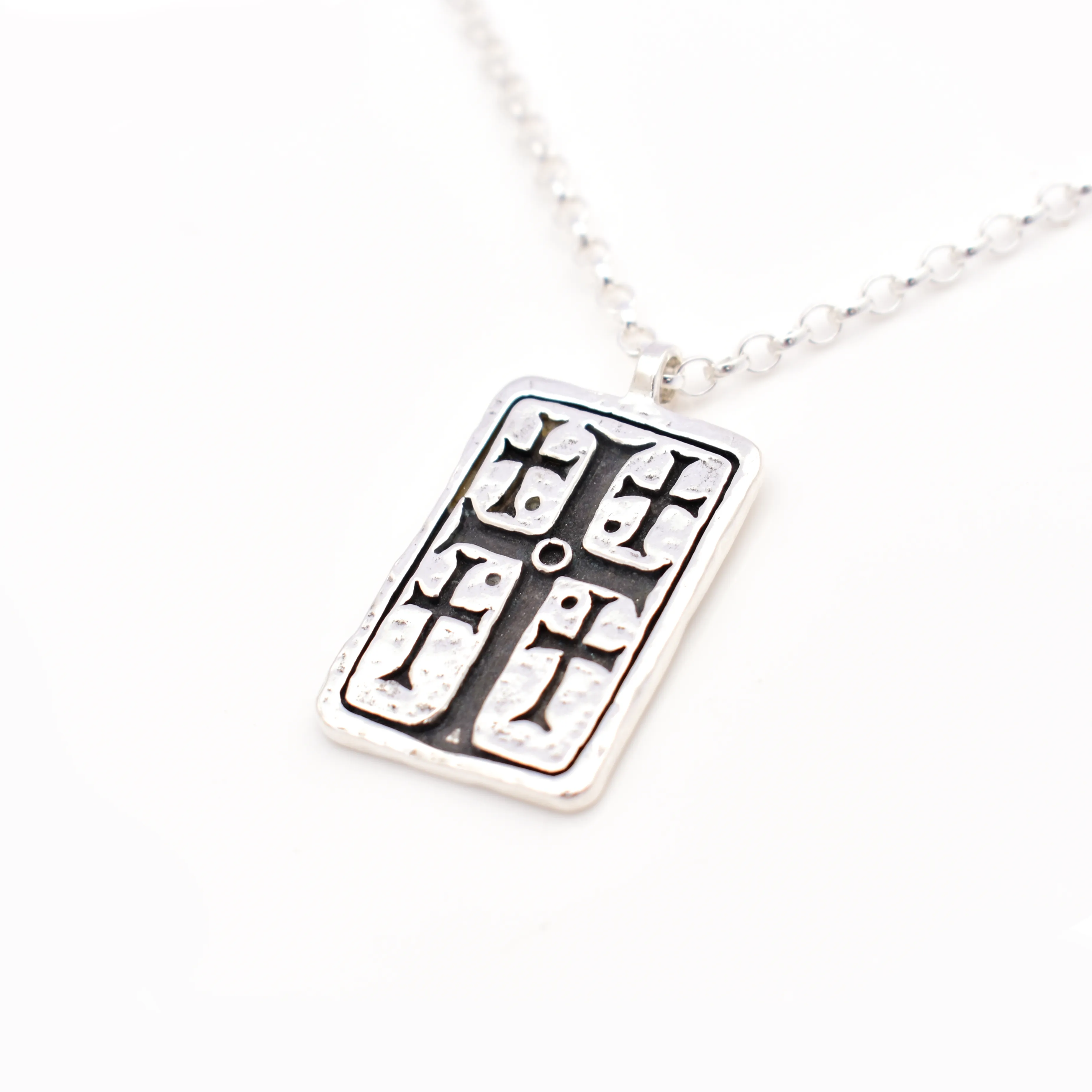Inismurray | Sterling Silver Square Cross Pendant | Large | The Cat & The Moon