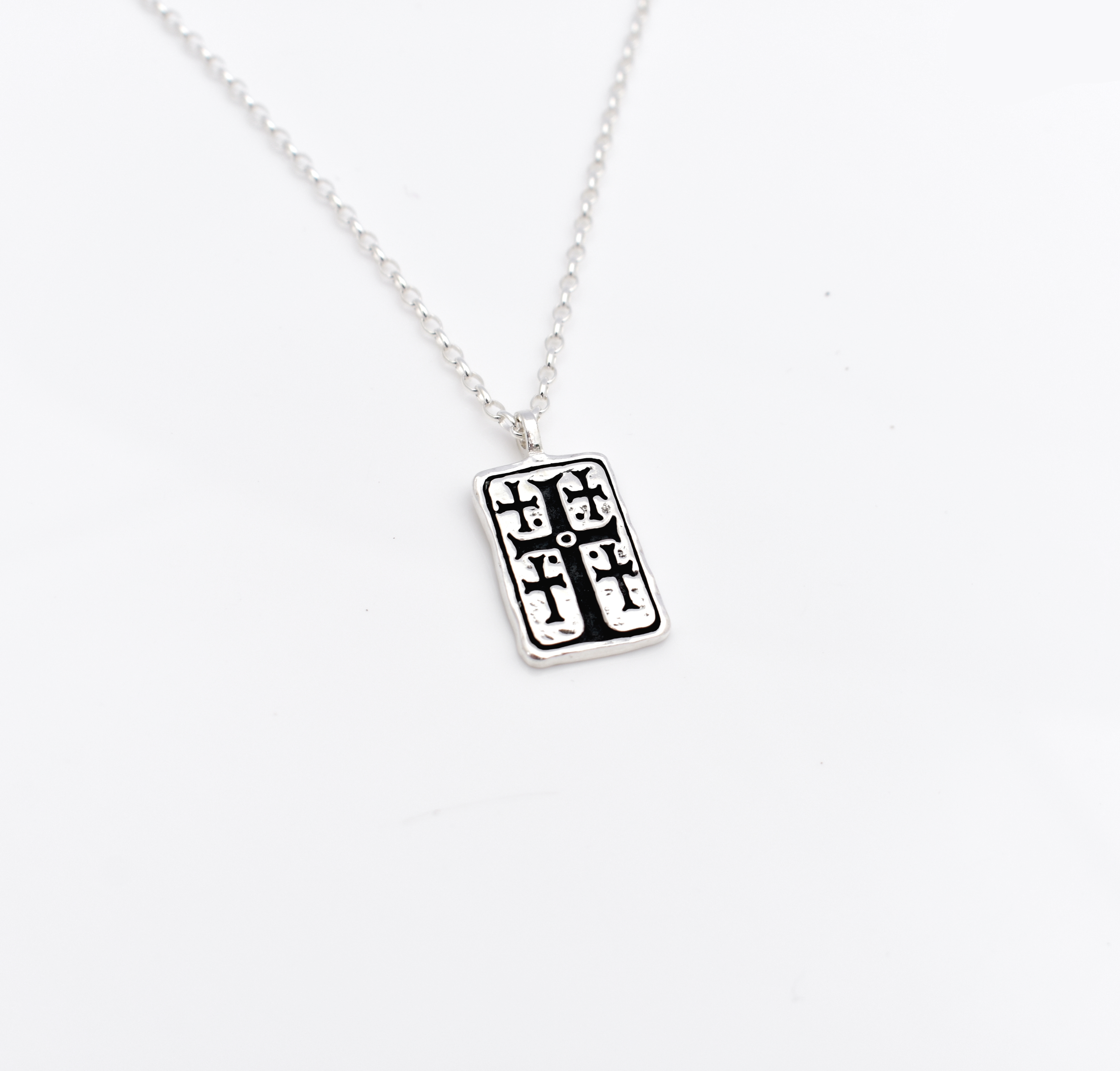 Inismurray | Sterling Silver Square Cross Pendant | Medium | The Cat & The Moon