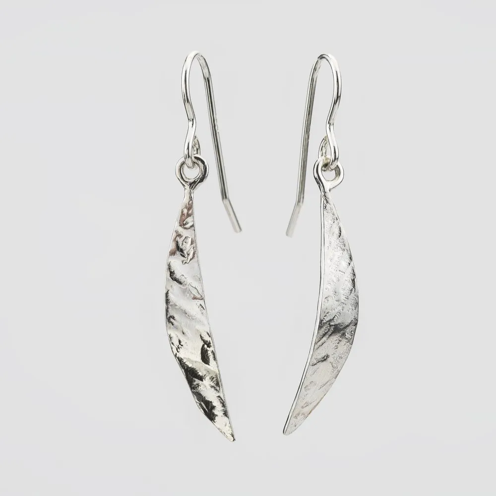 Leaf | Sterling Silver Crescent Drop Earrings | Martina Hamilton
