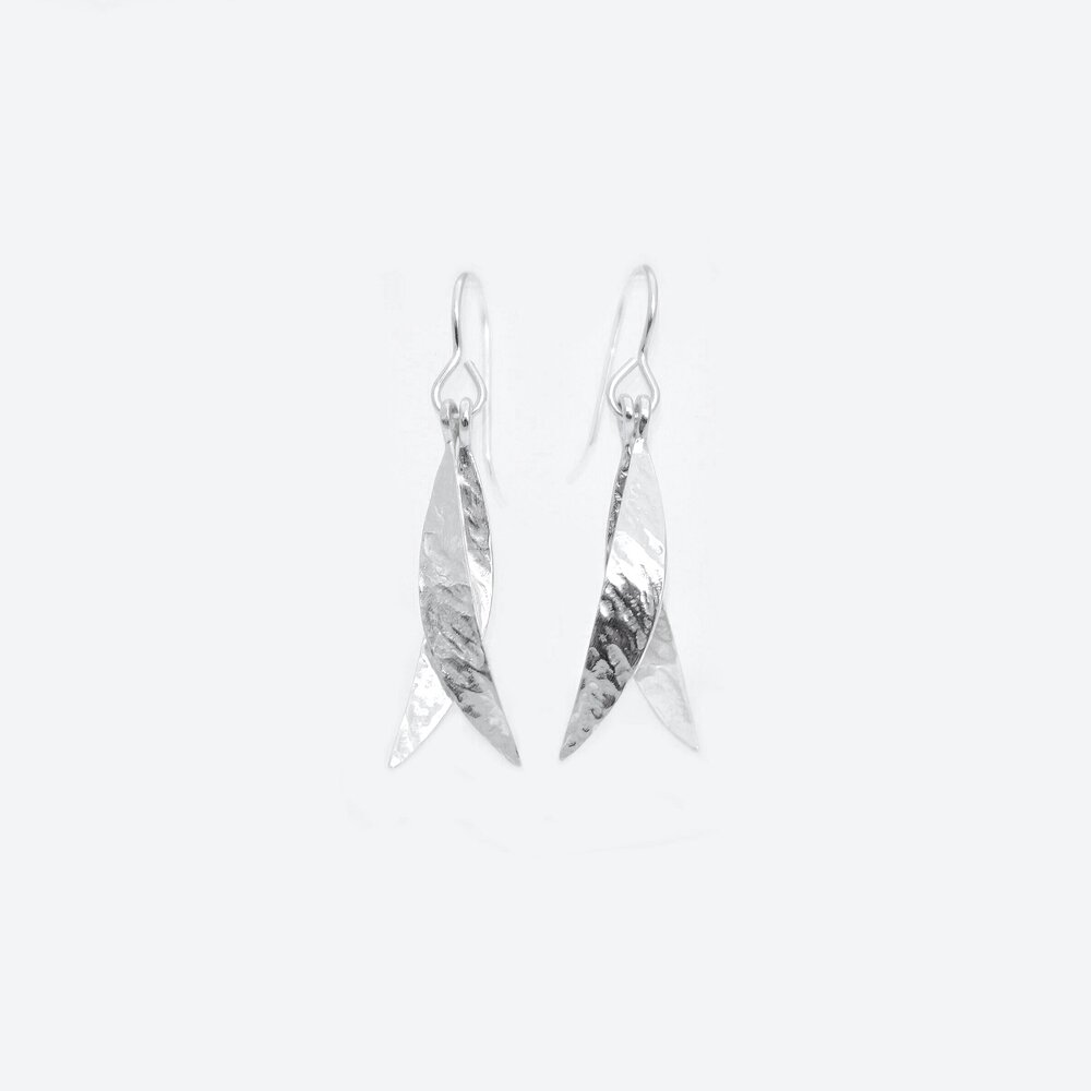 Leaf | Sterling Silver Double Drop Earrings | Martina Hamilton