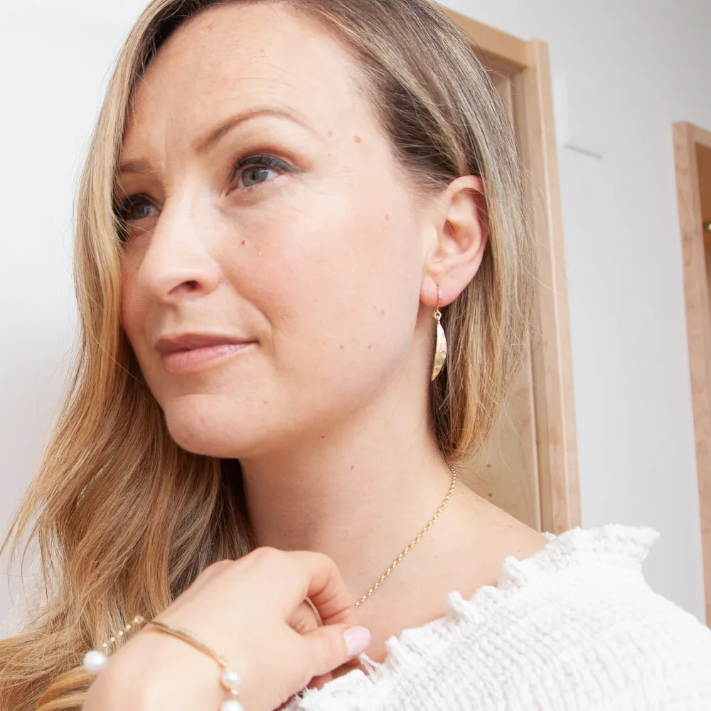 Leaf | Hallmarked Gold Crescent Drop Earrings | Medium | Martina Hamilton