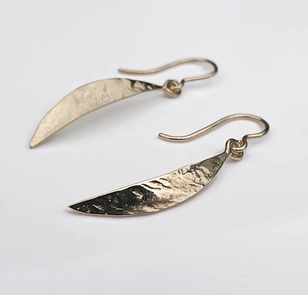 Leaf | Hallmarked Gold Crescent Drop Earrings | Medium | Martina Hamilton