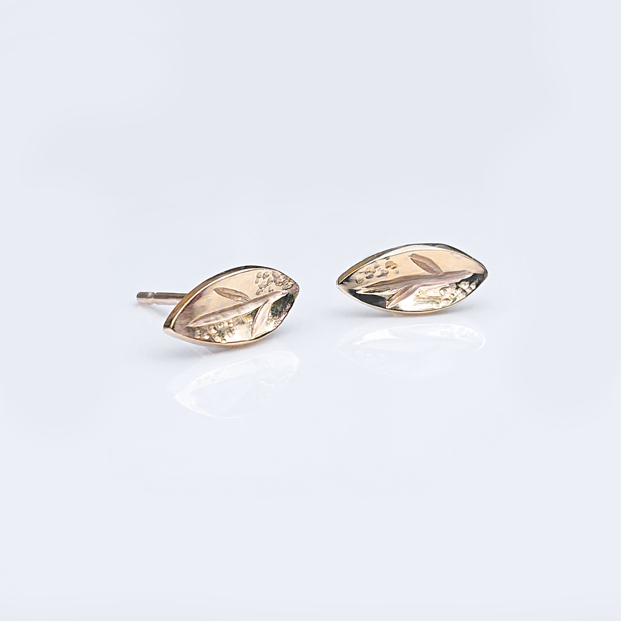 Leaf | Hallmarked Gold Stud Earrings | Martina Hamilton