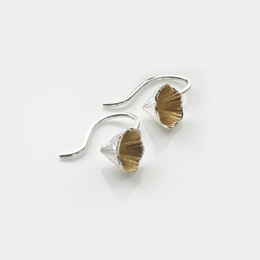 Shell Cone | Sterling Silver Drop Earrings with 22ct Gold Plating | Short | Martina Hamilton