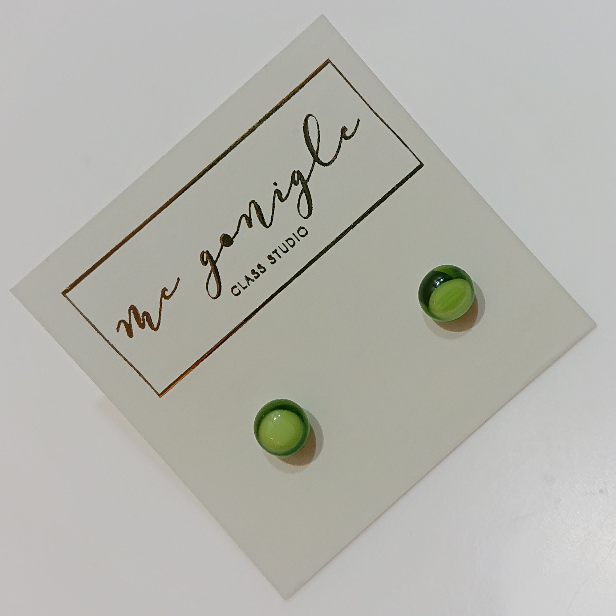 Green Glass Stud Earrings | Mc Gonigle Glass