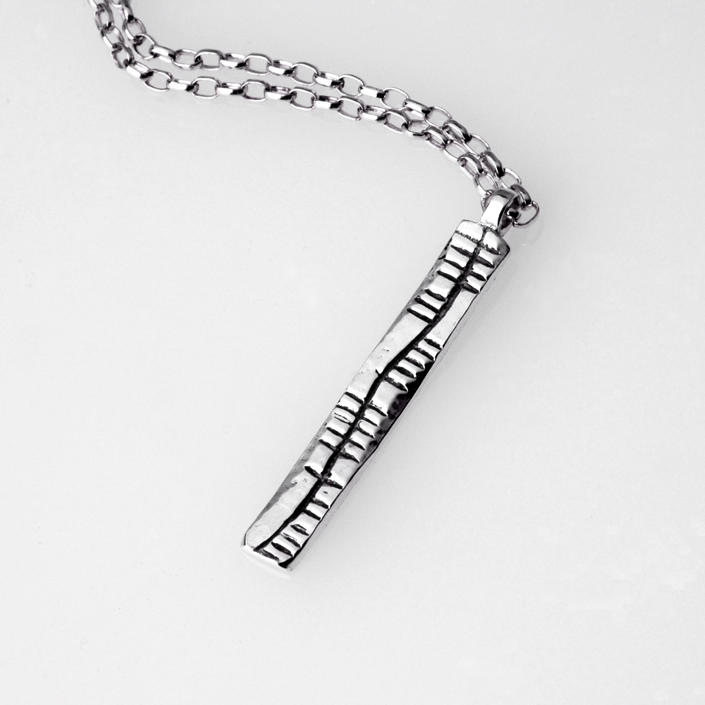 Ogham | Sterling Silver Slainte Pendant | Narrow | The Cat & The Moon