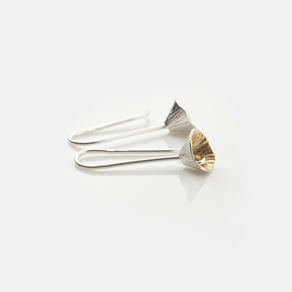 Shell Cone | Sterling Silver Drop Earrings with 22ct Gold Plating | Long | Martina Hamilton
