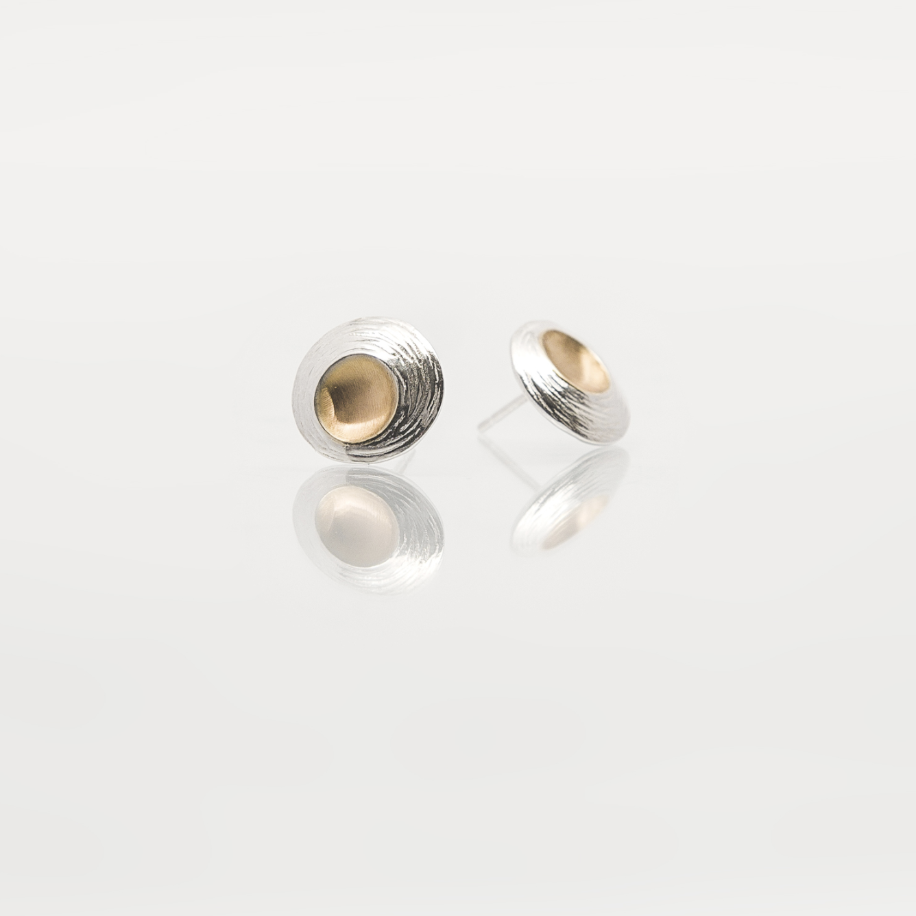 Moon Shell | Sterling Silver Stud Earrings with 22ct Gold Plating | Small | Martina Hamilton