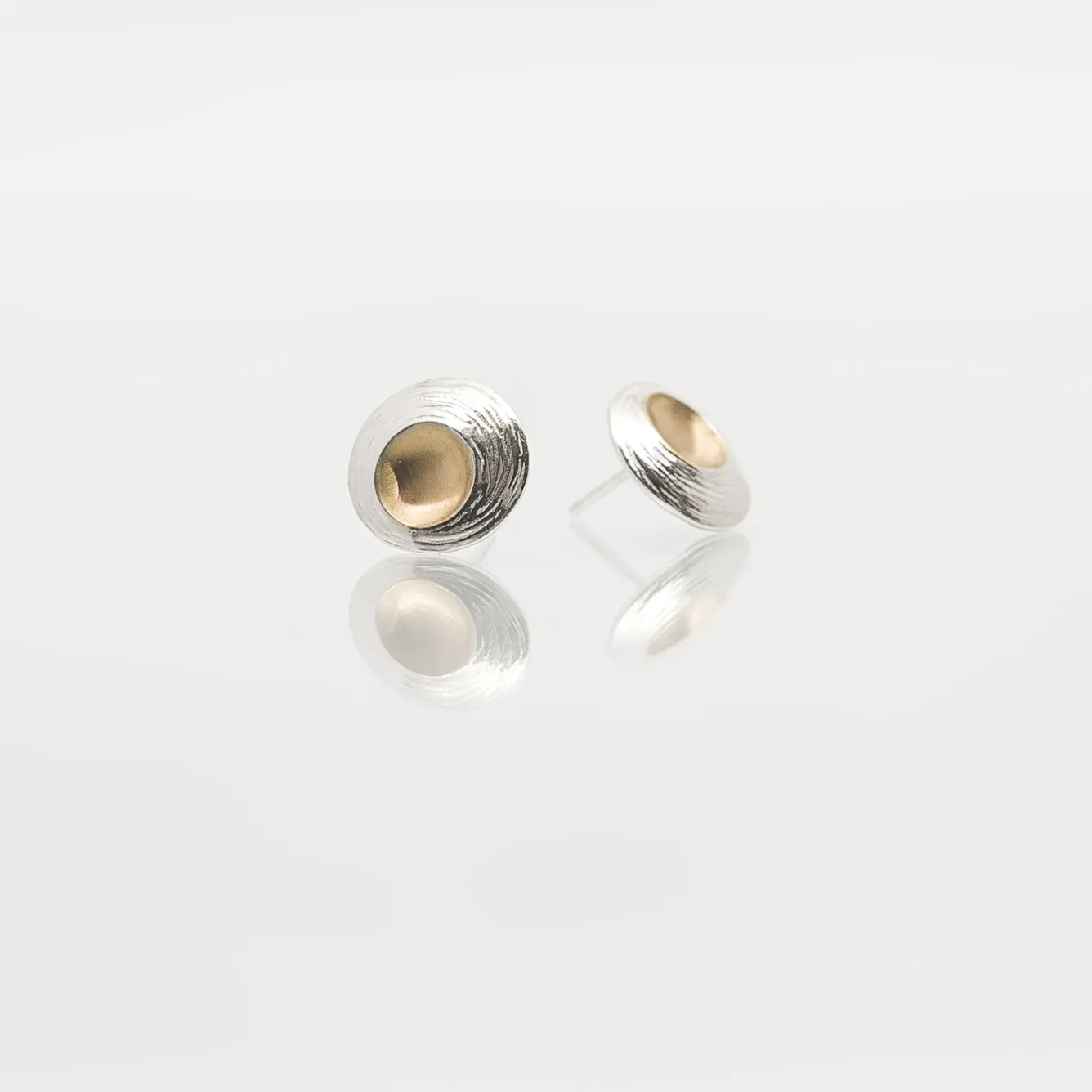 Moon Shell | Sterling Silver Stud Earrings with 22ct Gold Plating | Small | Martina Hamilton