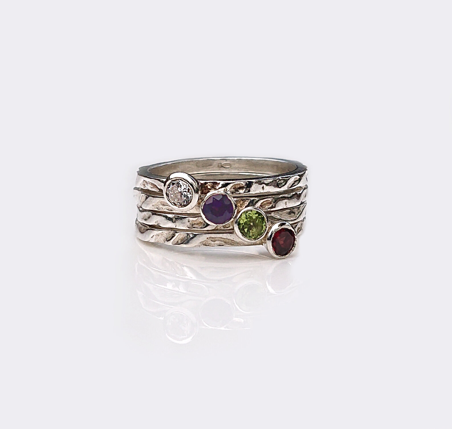 Seascape Ring | Hallmarked Silver with 4mm Round Stone 