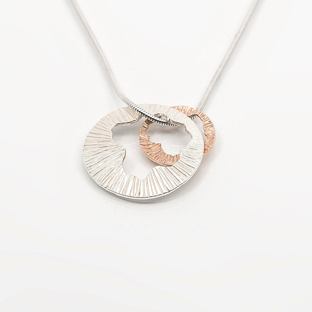 Shell | Sterling Silver & Rose Gold Double Charm Pendant | Large | Martina Hamilton