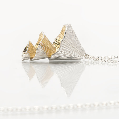 Shell Cone | Sterling Silver Three Piece Pendant with 22ct Gold Plating | Martina Hamilton