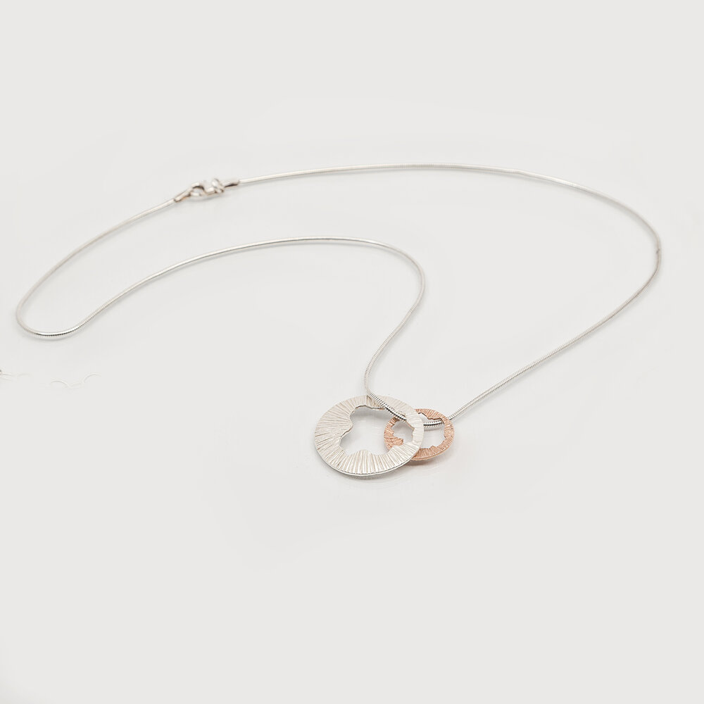 Shell | Sterling Silver & Rose Gold Double Charm Pendant | Large | Martina Hamilton