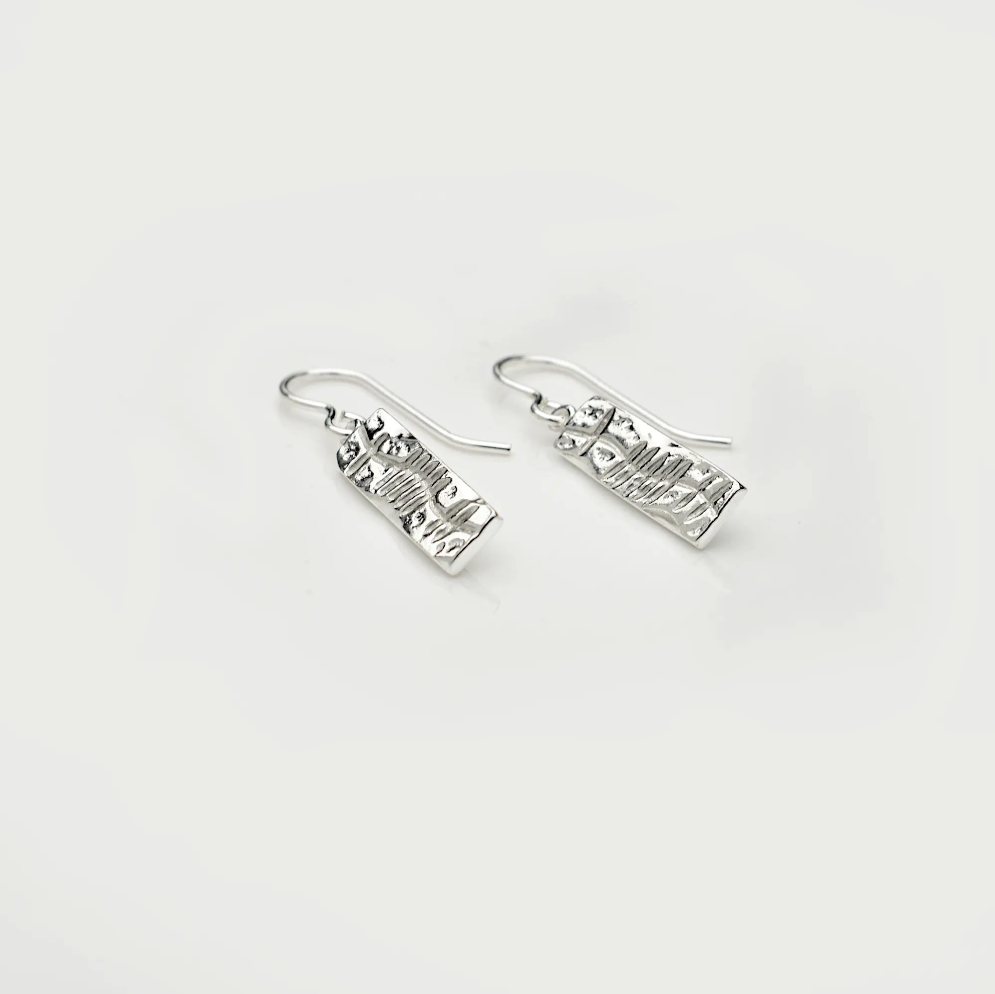Ogham | Sterling Silver Gra Drop Earrings | The Cat & The Moon