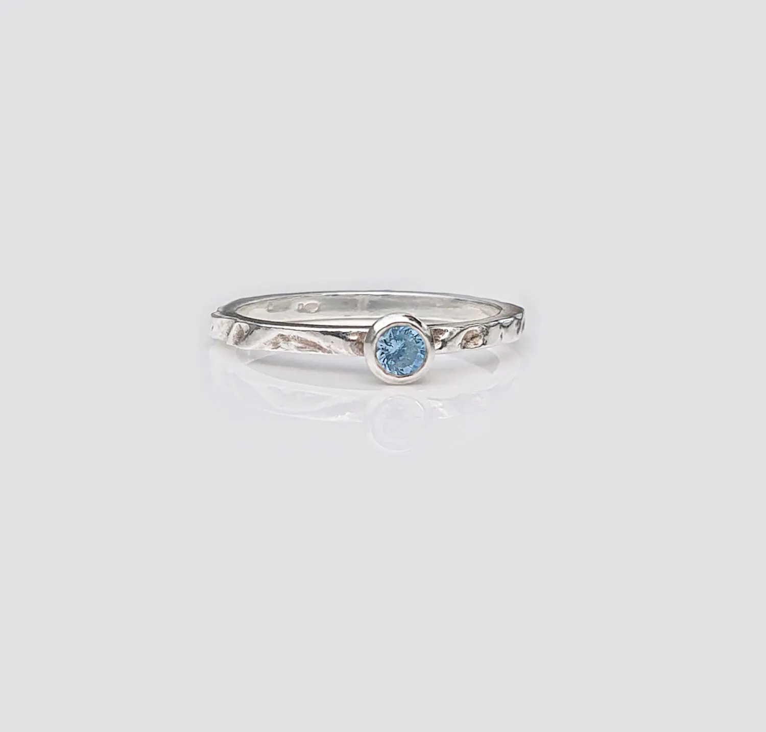 Seascape Ring | Hallmarked Silver with 4mm Round Stone 