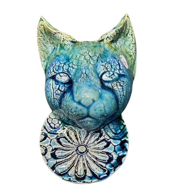 Turqoise Blue Raku Cat | Julian Smith 