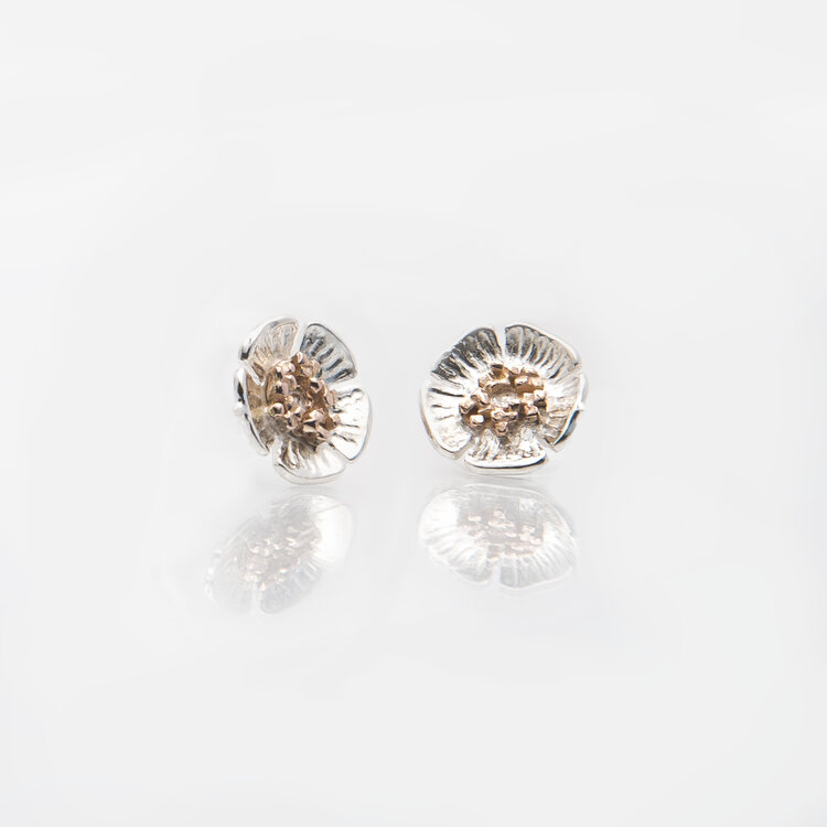 Wild Irish Rose | Sterling Silver Stud Earrings with 9ct Rose Gold Centre | Martina Hamilton